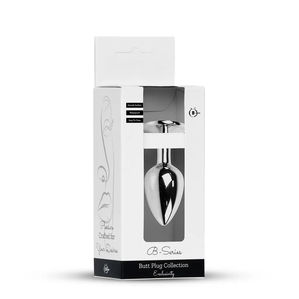 Анальна пробка із кристалом B-Series Jewellery Silver Plug Red, 7х2.7 см, червоний - фото 8
