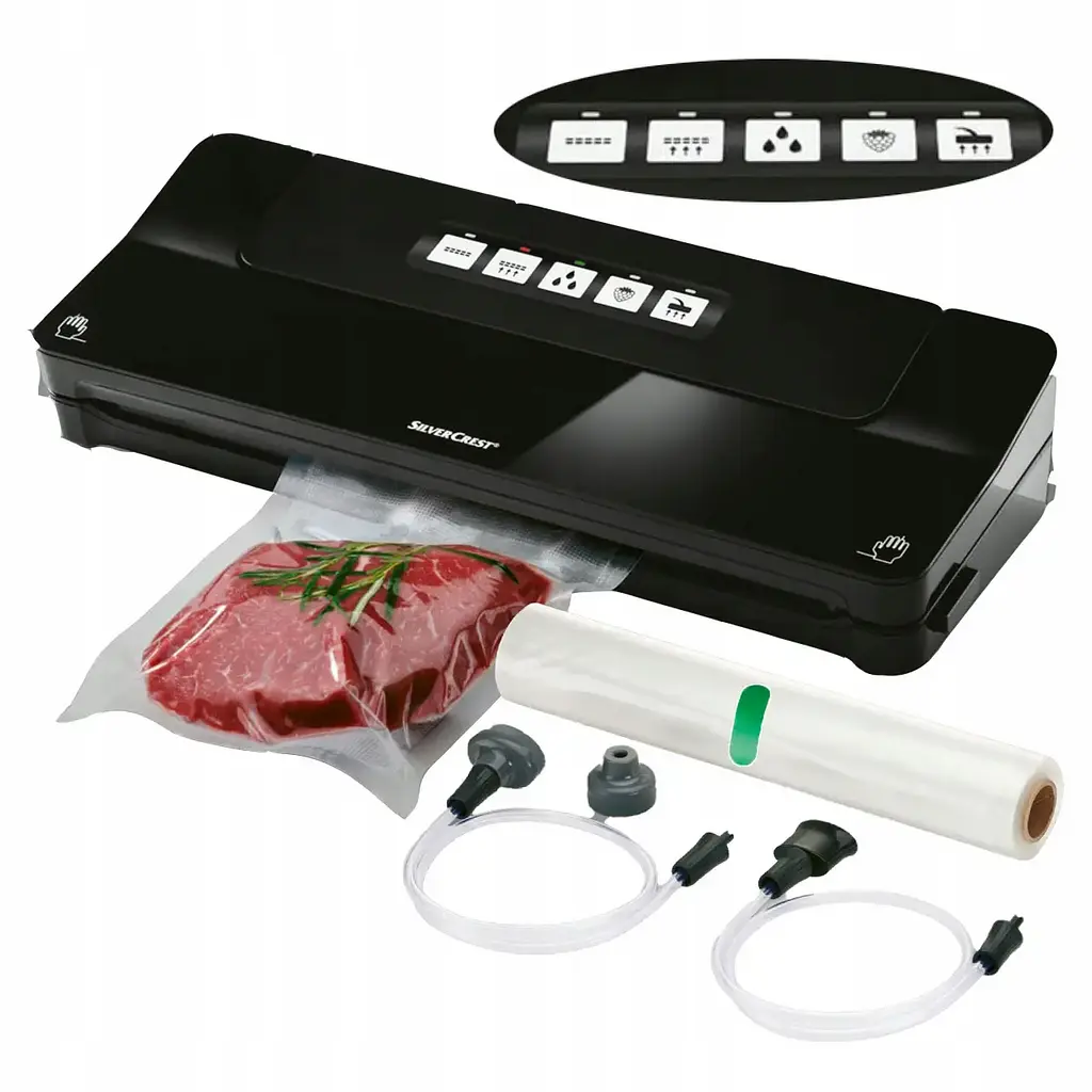 Вакууматор SilverCrest SV 125 C7 для влажных и деликатных продуктов и рулон Черный - фото 2