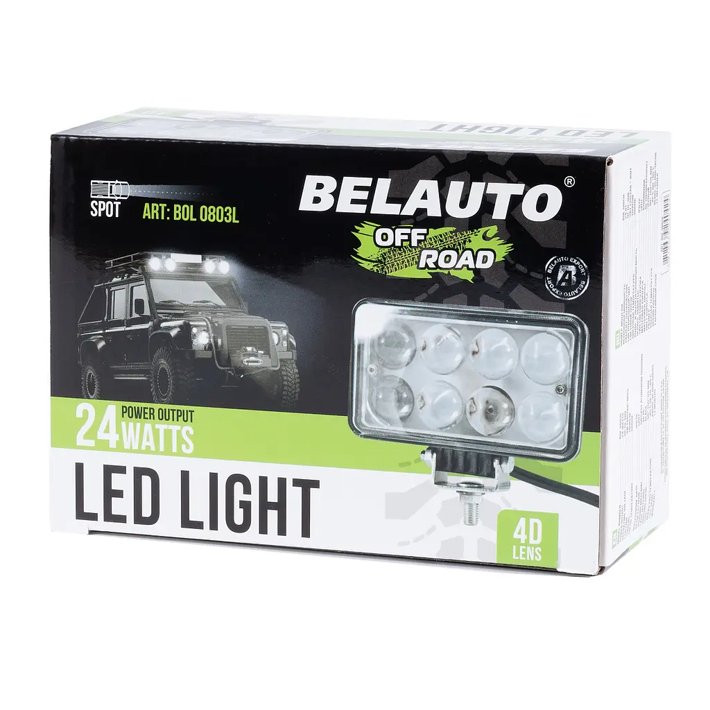 Світлодіодна додаткова LED фара Belauto EPISTAR Spot Далеке світло Алюмінієвий корпус (BOL0803LA) - фото 3