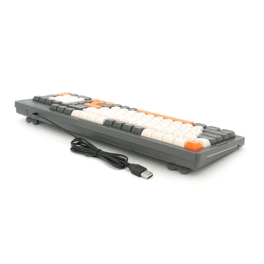 Клавіатура USB XStrike XS-1016, довжина кабелю 150 см, RGB підсвічування, Eng/Укр/Рус, 410х150х35 мм, Black/White/Orange, 101к, Q20 - фото 4