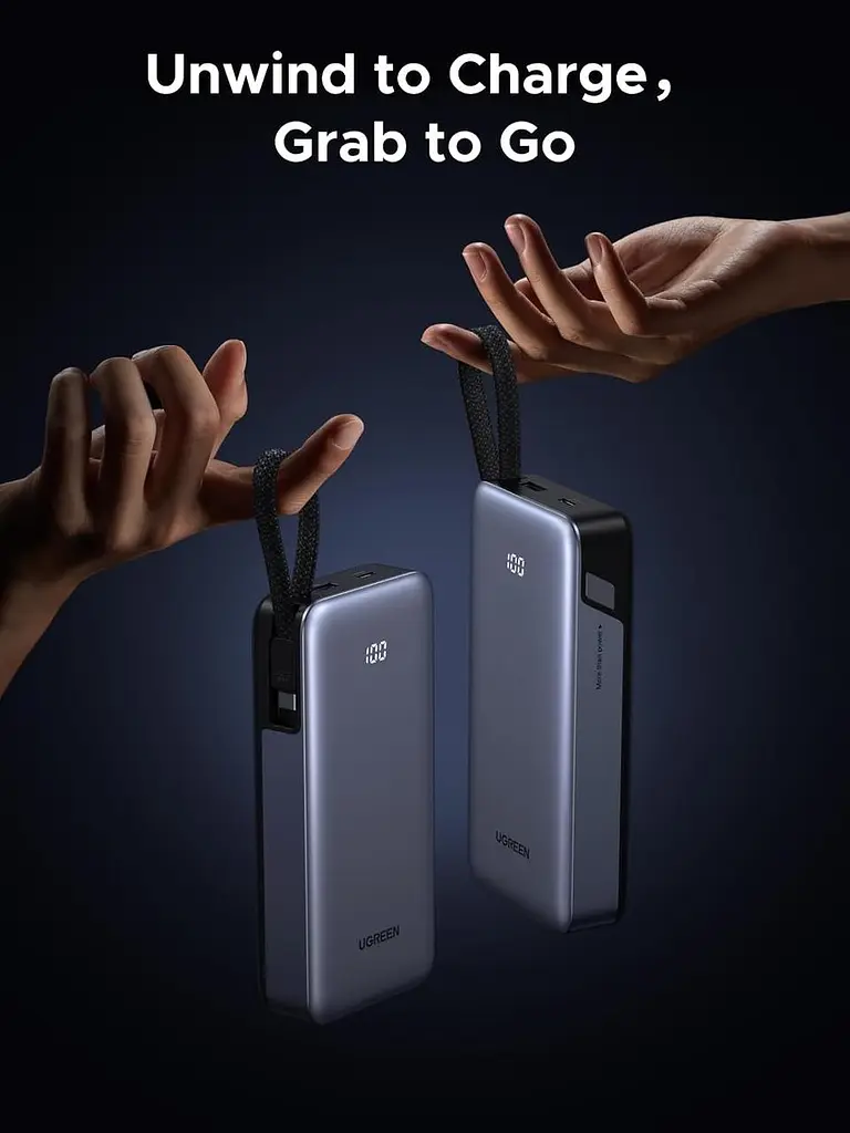 Павербанк UGREEN Nexode 20000 мА·год 45 Вт з вбудованим USB-C кабелем - фото 2