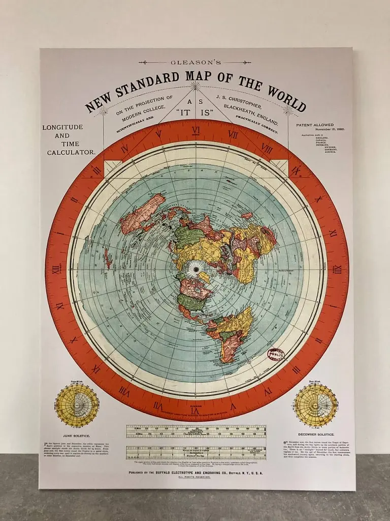 Інтер'єрна картина Карта Глісона, пласка Земля, Alexander Gleason, Flat Earth Map (1892), 85×60 см (id6151) - фото 5
