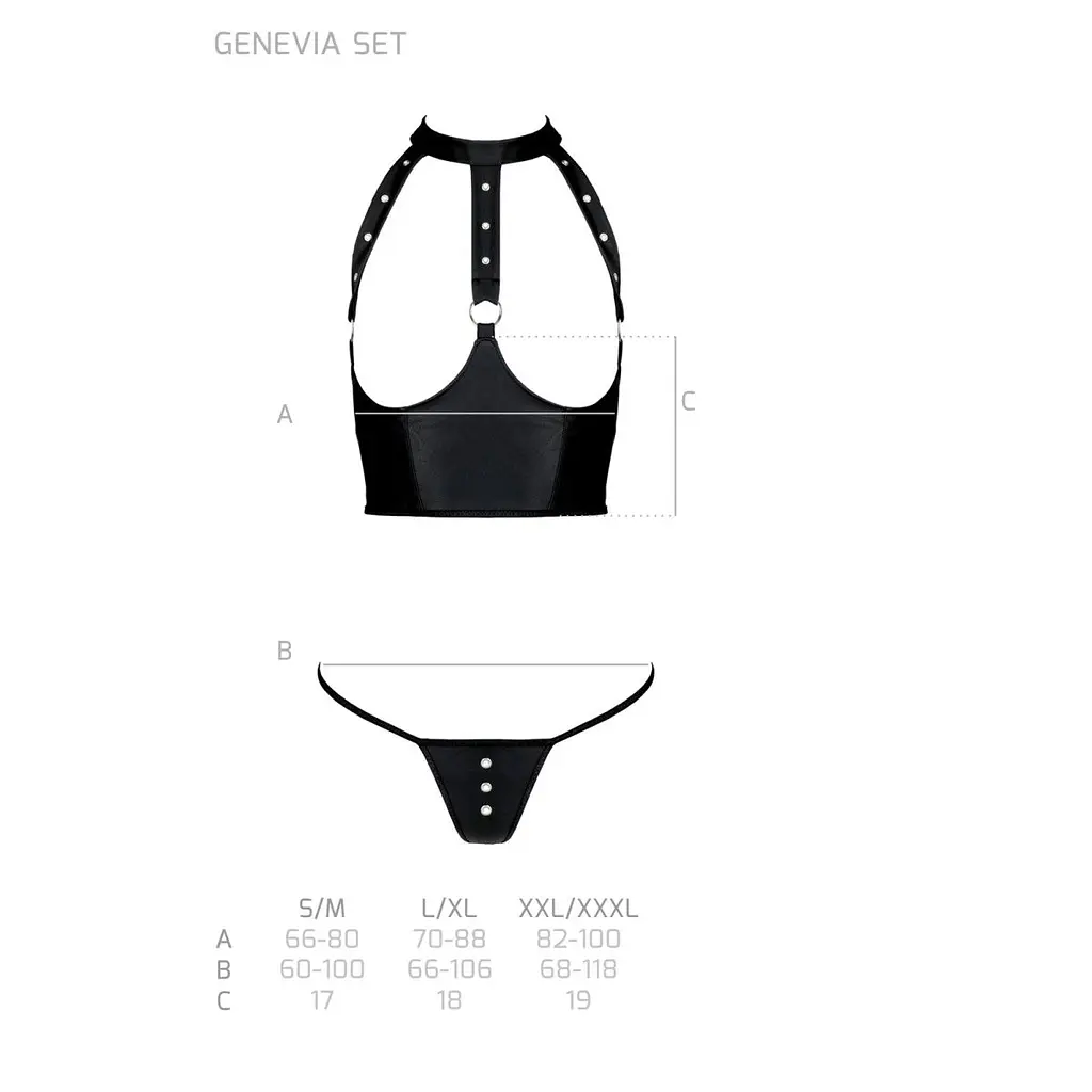 Комплект из эко-кожи Passion GENEVIA SET WITH OPEN BRA, XXL/XXXL - фото 5