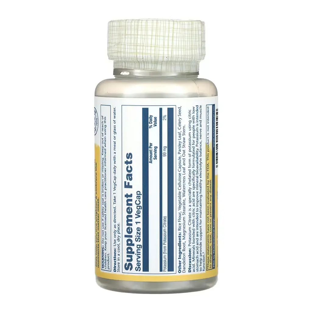 Калій 99 мг Solaray (Potassium) - 60 веганських капсул - фото 2