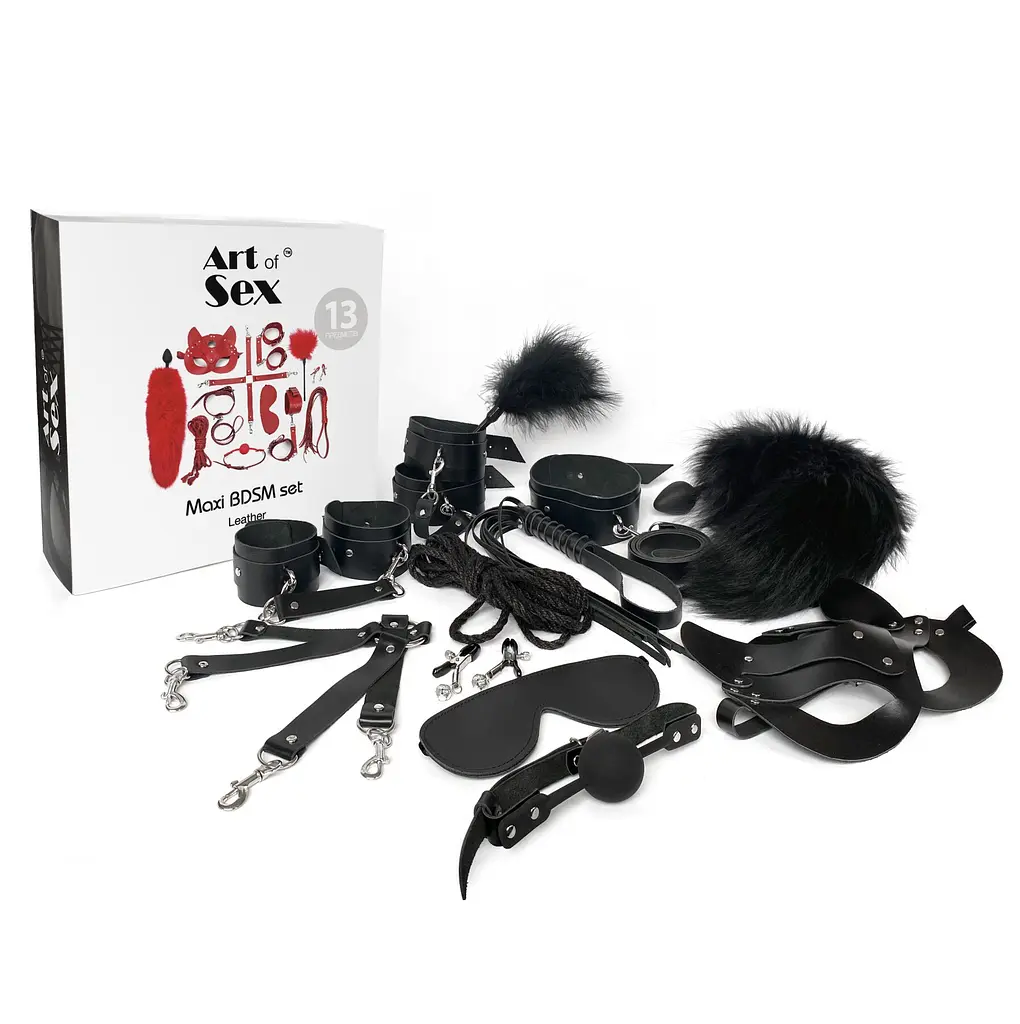 Набір Art of Sex - Maxi BDSM Set Leather, 13 предметів, натуральна шкіра, Чорний Art of Sex SO7139 95173