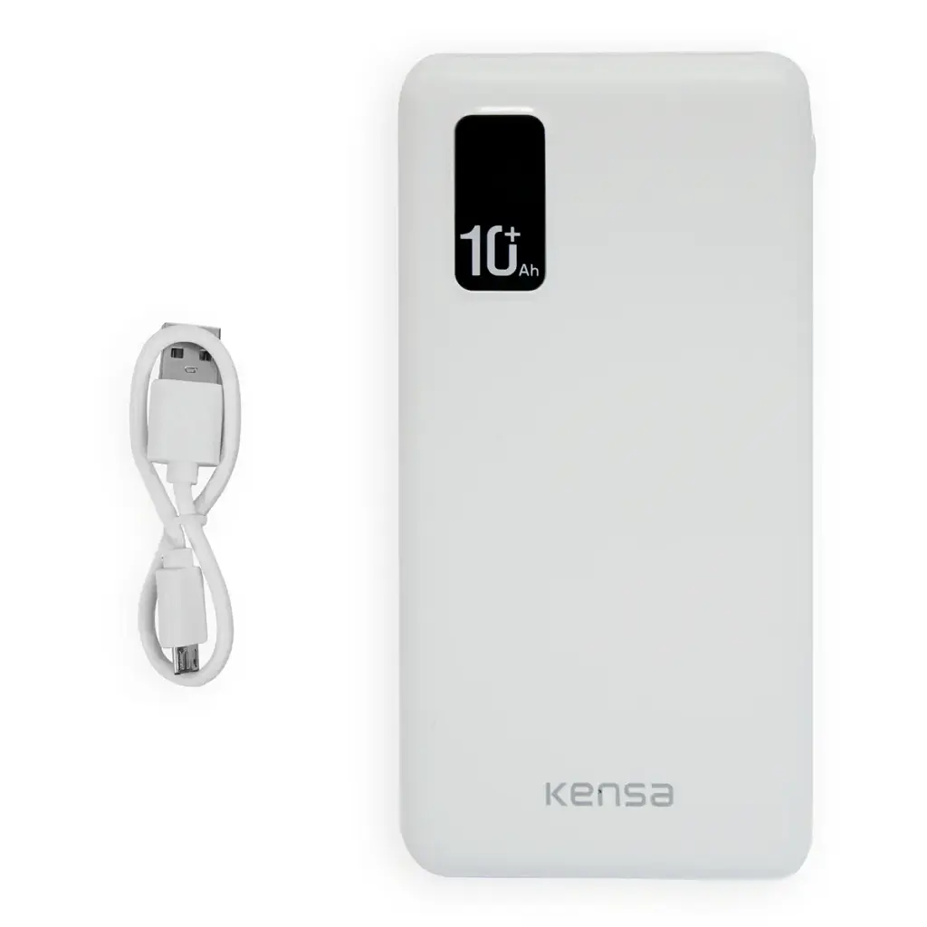 Павербанк 10000 mAh белый портативное зарядное устройство power bank для телефона 2.1А Kensa KP-64 - фото 3