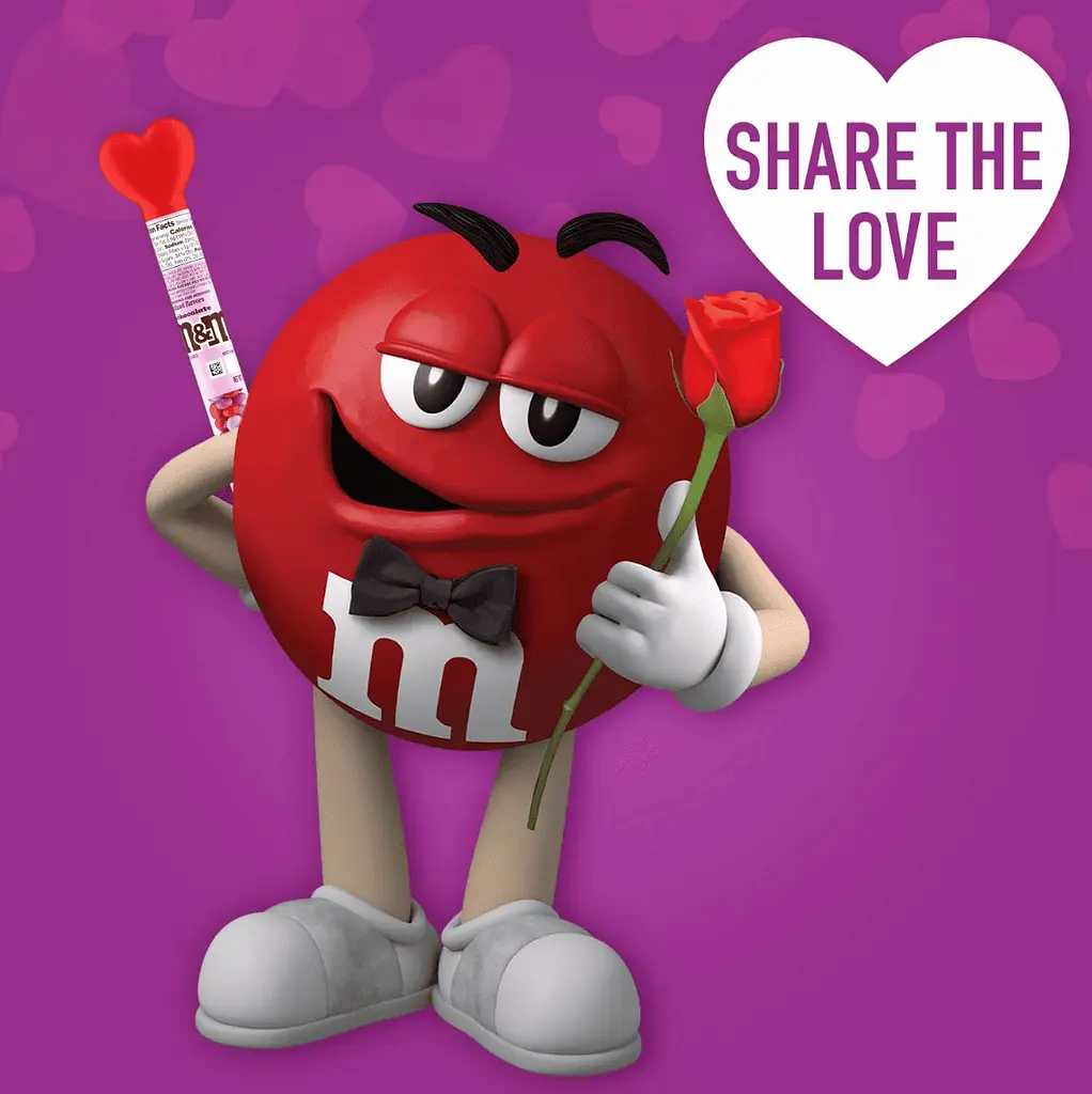 Драже M&M's Milk Chocolate Valentine's Day Candy Heart Cane 85г - фото 4