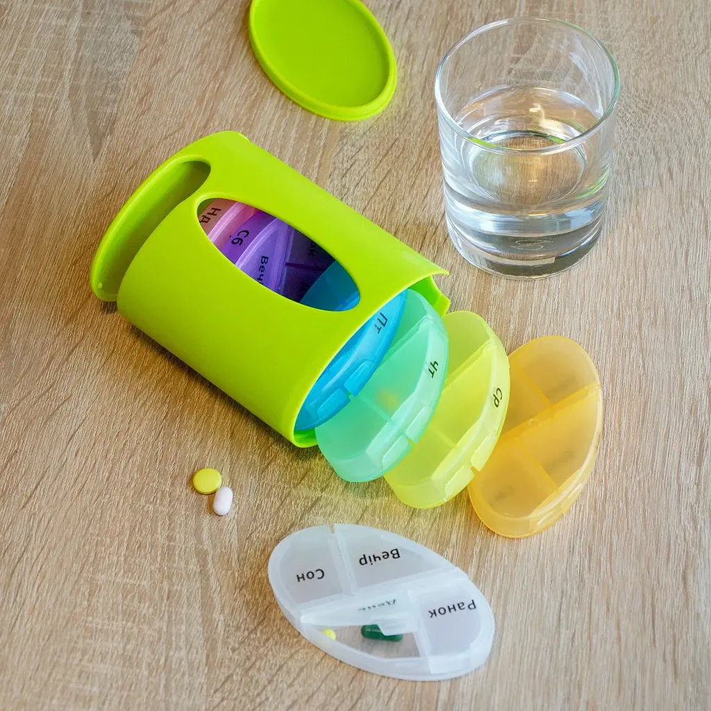 Органайзер для таблеток MBM My Home PC-04, 7 днів 12х9.6х6 см зелений (PC-04 GREEN) - фото 10