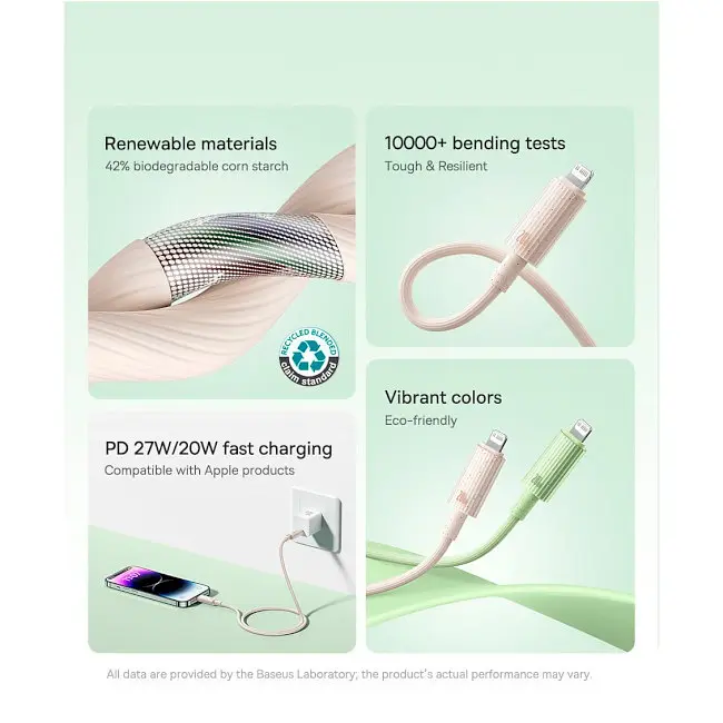 Кабель Baseus Habitat Series Fast Charging Cable Type-C to Lightning 20W 2m P10360201421-01 Pink - фото 7
