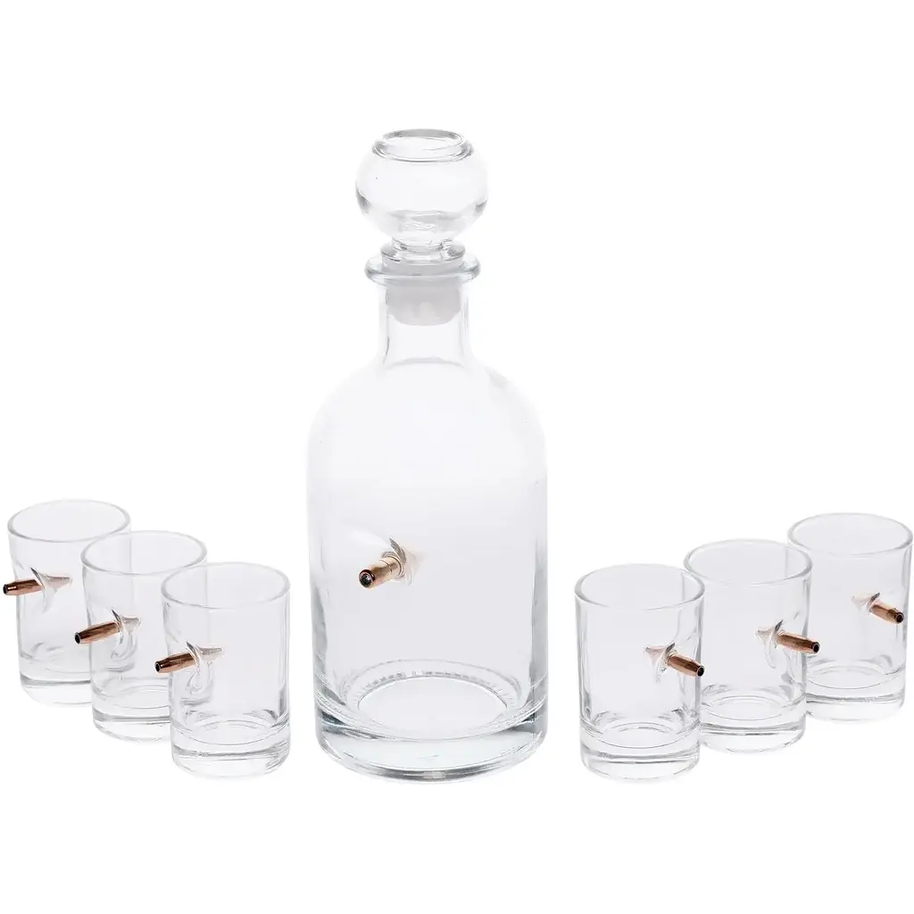 Набор посуды Gun&Fun из 6 рюмок и графина ручной работы 500 мл - фото 1