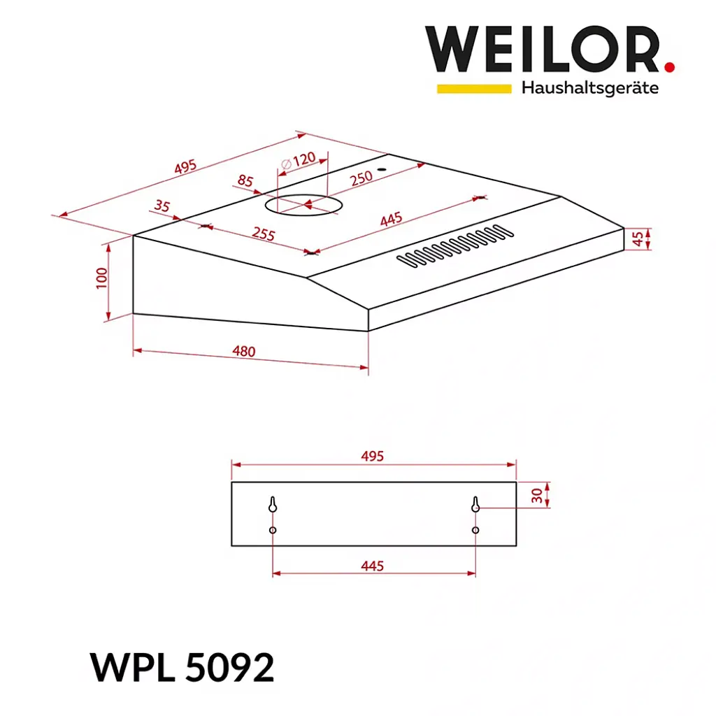 Витяжка плоска WEILOR WPL 5092 WH - фото 9