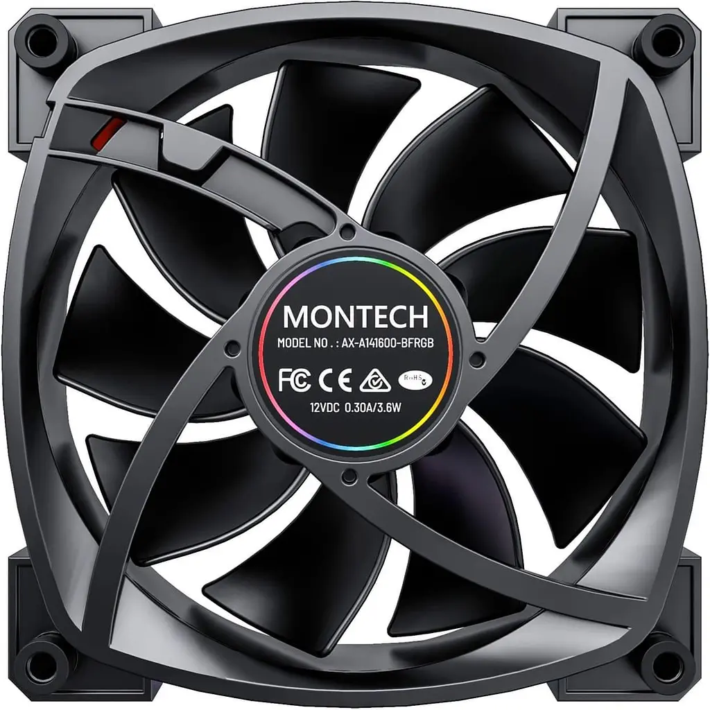 Вентилятор MONTECH 140MM RX140 Reverse PWM BLACK (RX140 PWM BLACK) - фото 3