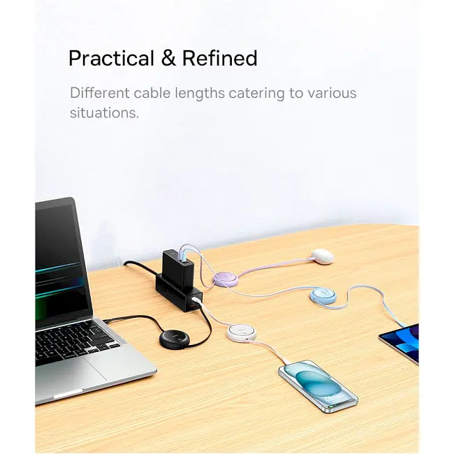 Кабель Baseus Free2Draw Mini Retractable Charging Cable Type-C to Type-C 100W 1m P10364500511-00 Purple - фото 7