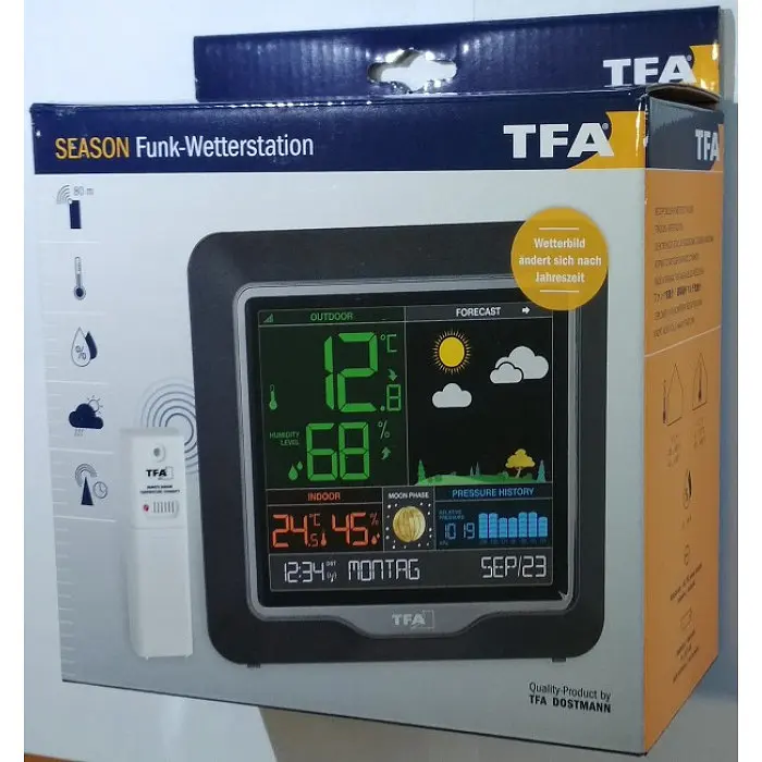 Бездротова домашня метеостанція TFA 35.1150.01 «Season» з барометром і кольоровим дисплеєм - фото 6