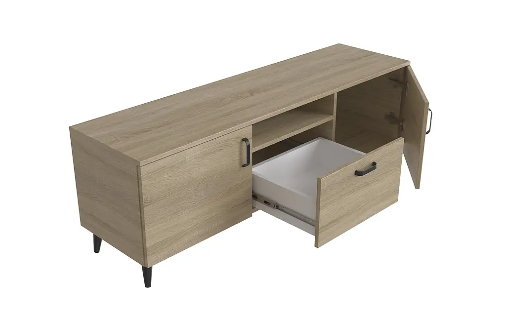Тумба Лестер на конусных ножках Ferrum-decor 48x139x38 Черный металл ДСП Дуб Сонома 16 мм (FRD-106804) - фото 4