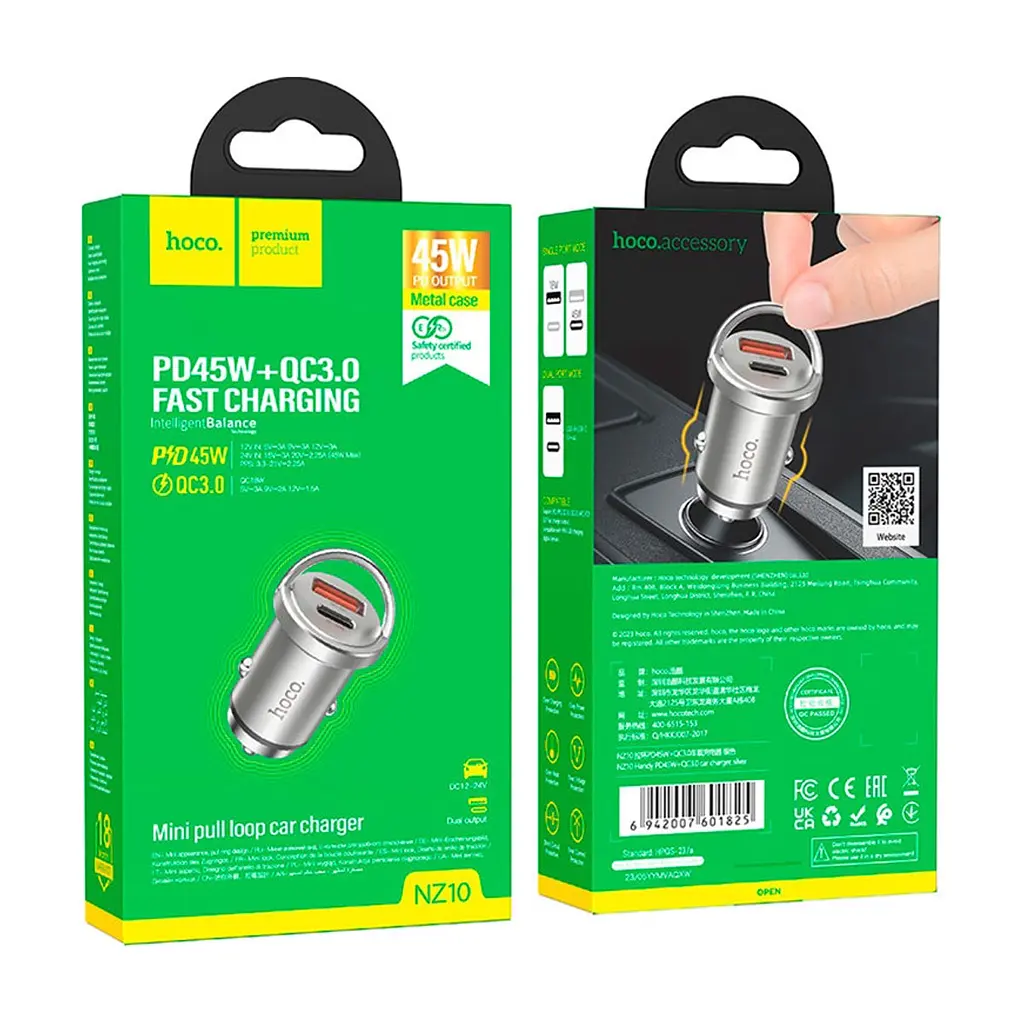 Зарядний пристрій HOCO NZ10 Handy USB-A/Type-C Silver (6942007601825) - фото 4