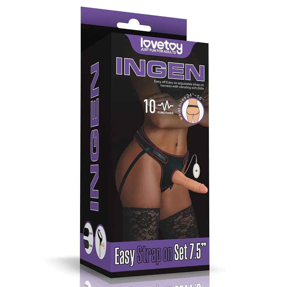 М'який страпон з реалістичним вібратором, 19х5 см (тілесний) LoveToy Easy Strapon Set 7.5 - фото 4