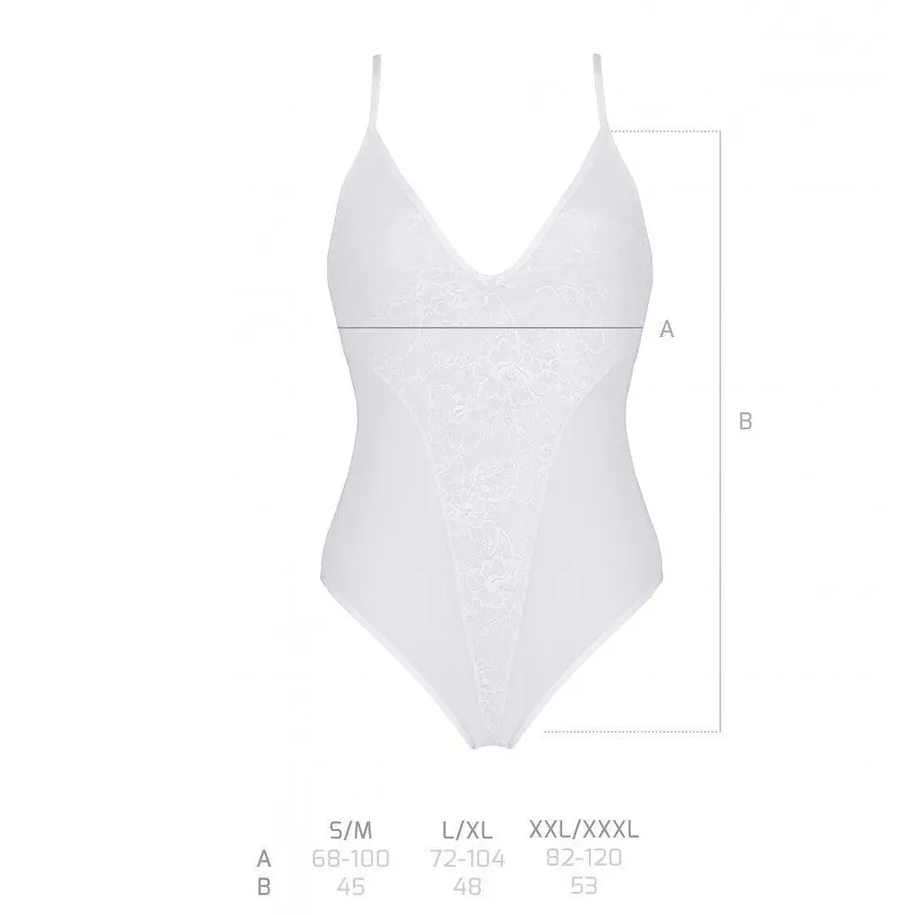 Боди с ажурным декором и открытым шагом Passion Ursula Body white L/XL - фото 5