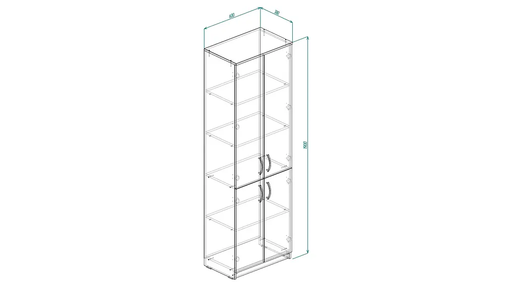 Шафа Анжело Ferrum-decor на 5 полиць із 4 дверима 1900x600x380 ДСП Венге Магія 16 мм (FRD-105003) - фото 5