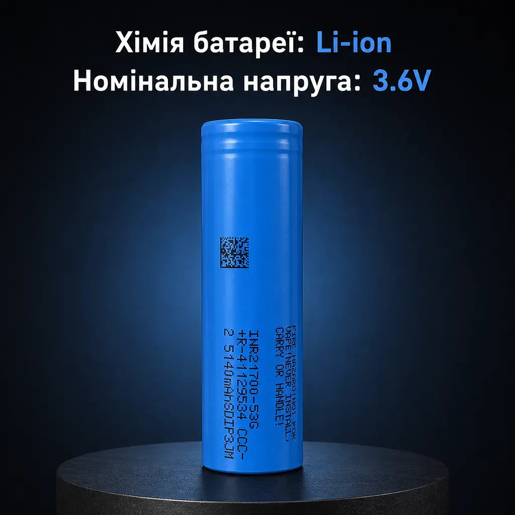 Акумулятор Samsung INR21700-53G 5300mAh 15.9A — високострумовий Li-ion акумулятор 21700 для електротранспорту, power bank - фото 3