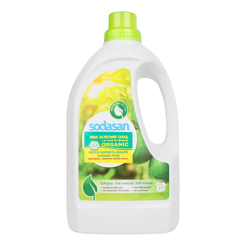 Органічний рідкий засіб Universal для прання білих та кольорових речей з ефектом збереження кольору SODASAN 1,5 л - фото 2