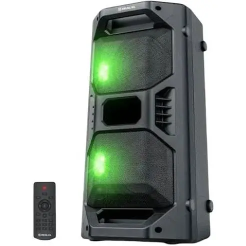 Колонка портативна 2.0 Real-El X-757 Black, 2 x 25 Вт, пластиковий корпус, Bluetooth, MicroSD / USB, FM - приймач, живлення від акумулятора, 8000мА x год, керування збоку