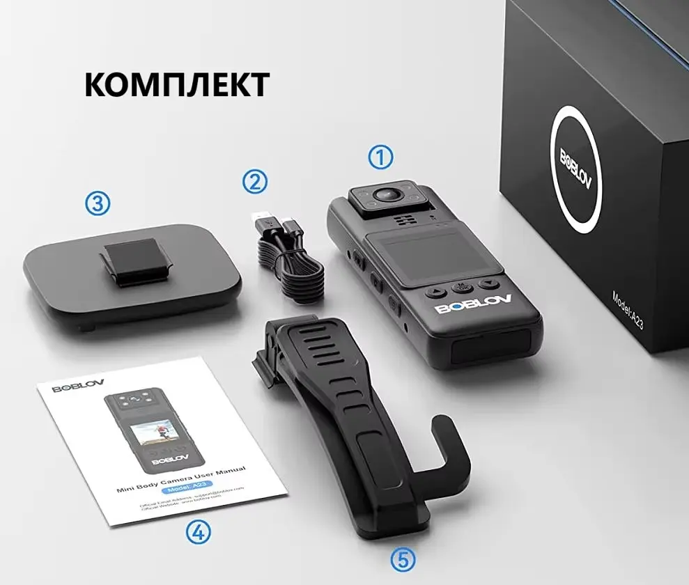 Нагрудна боді-камера Boblov A23 з дисплеєм 1.3 дюйма нічний запис датчик руху акумулятор 2200 мА·год - фото 8