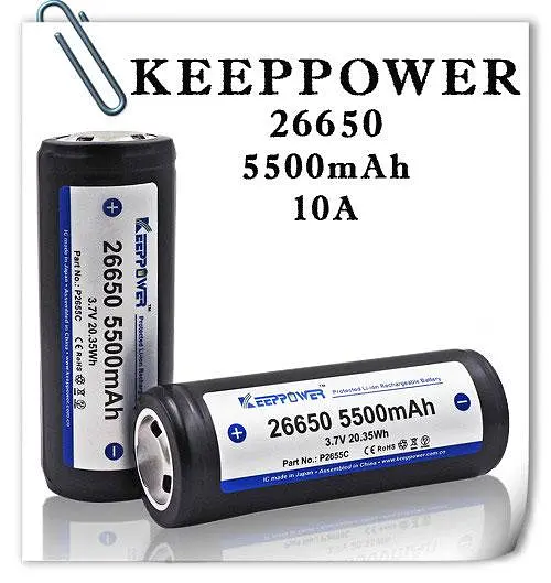 Аккумулятор 26650 Keeppower 5500mah 3,7V 10А с защитой (Черный) - фото 3