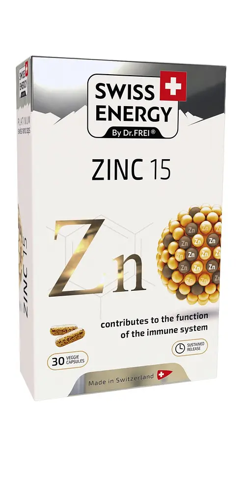 Цинк, ZINC blister, 15 мг, 30 веганських капсул Swiss Energy vit0003282