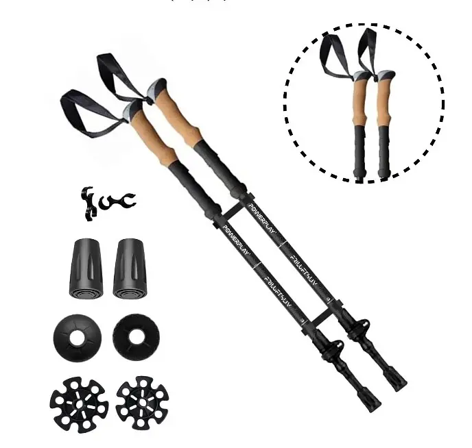 Трекінгові палиці PowerPlay 9107 Friluftsliv Black/White 80-135 см (пара) (PP_9107_FRILUFTSLIV) - фото 2