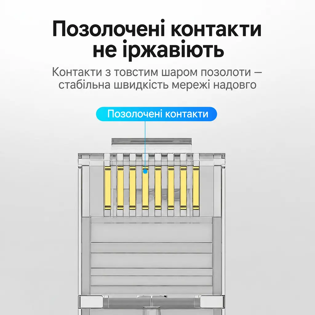 Модульный сетевой штекер RJ45 Vention 100 штекеров с отверстием для провода диаметром 1,1 мм для кабеля Cat.6 FTP под провод 23–26 AWG для одножильного и многожильного провода прозрачный (IDCR0-100) - фото 6