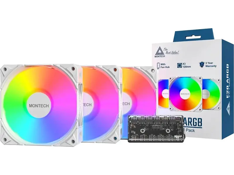 Корпусний вентилятор Montech E28 ARGB 3-Pack White - фото 6