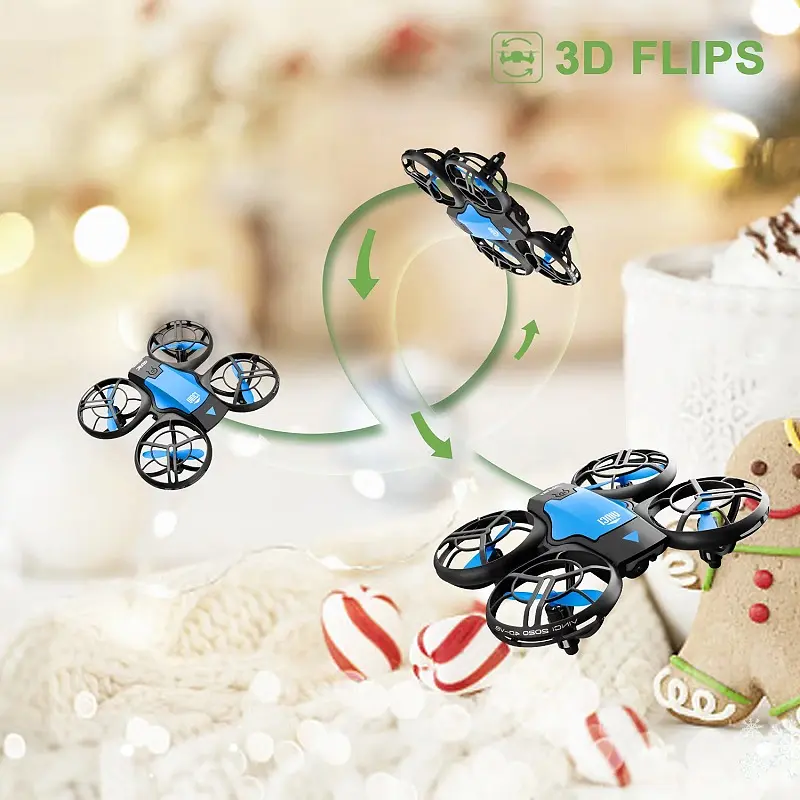 Міні квадрокоптер 4DRC Mini RC Drone V8 з камерою та можливістю робити фліпи (Синій) - фото 3