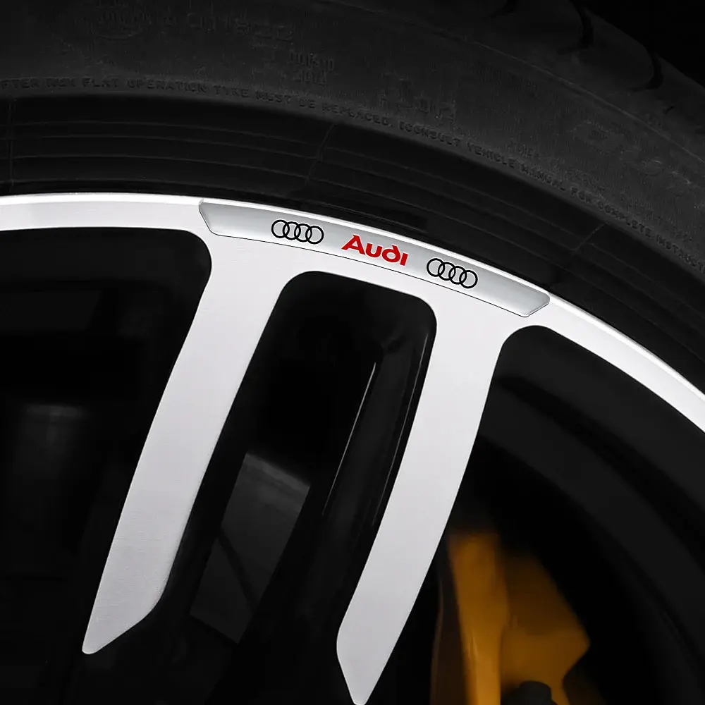 Емблема обода колеса Audi 4 шт Алюміній наклейка на диски на скотчі Сірі - фото 3