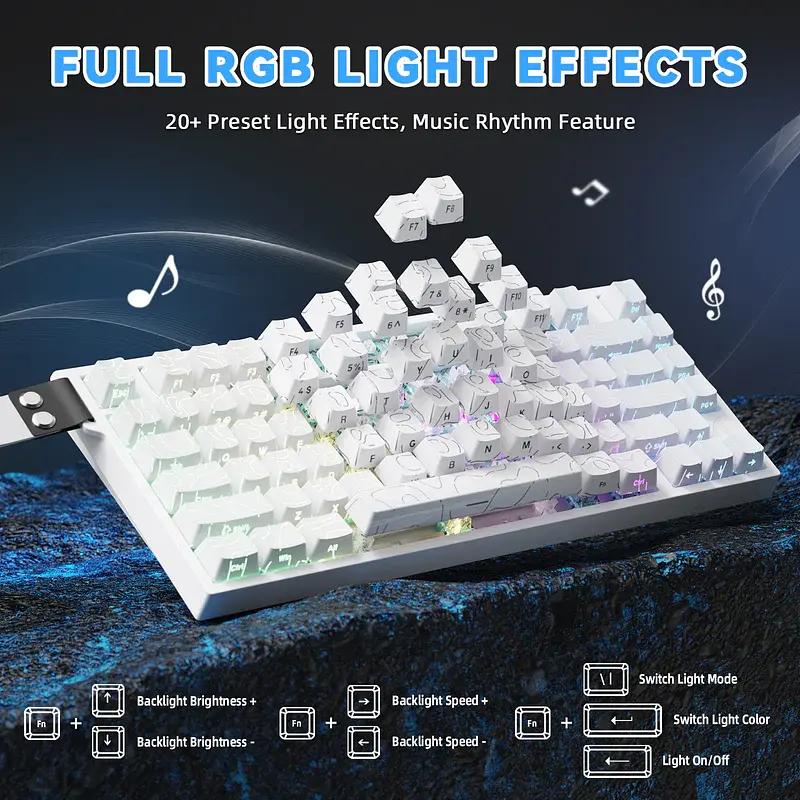 Ігрова дротова магнітна клавіатура Attack Shark R82 / Дротове підключення / Magnetic Switch / White - фото 4