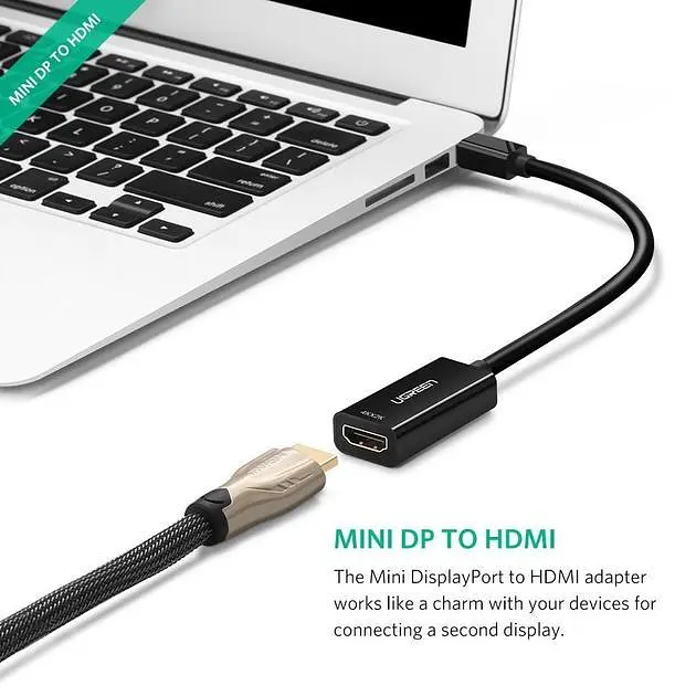 Переходник Ugreen Mini DP to HDMI Converter 4K@30Hz Black (40360) - фото 4