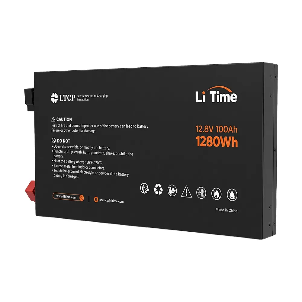 Акумуляторна батарея літій-залізо-фосфатна 12.8В 100А*год LiFePO4 LiTime Slim 12V100-100-SLIM-LTCP-4-SE100 ультратонка (44-00531) - фото 5