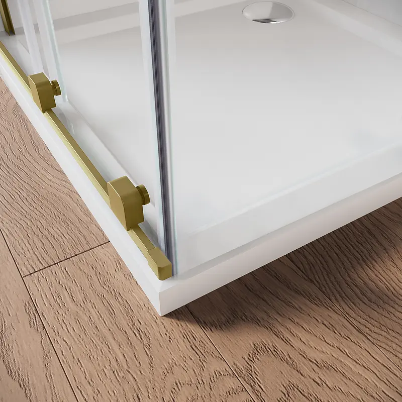 Двері у нішу Koer Walk-In розсувні Sr SD07-120x200-L-TR-12 прозоре скло Easy Clean 8мм Матове золото KR5687, Ліва, прозорий, золотий - фото 6