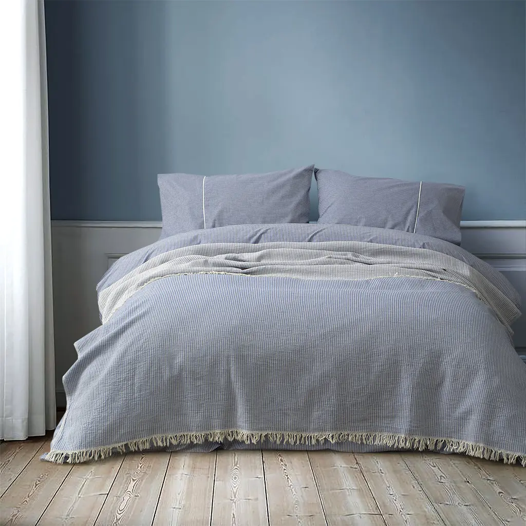 Покрывало Lotus Home - Premium Stripe синий 190x225 - фото 2