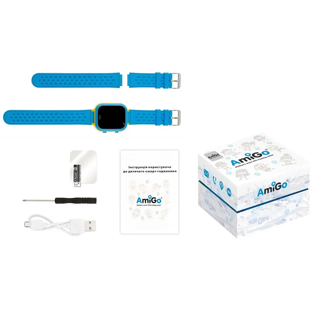 Smart Watch AmiGo GO009 GLORY Camera+LED WIFI Blue-Yellow UA UCRF - фото 4