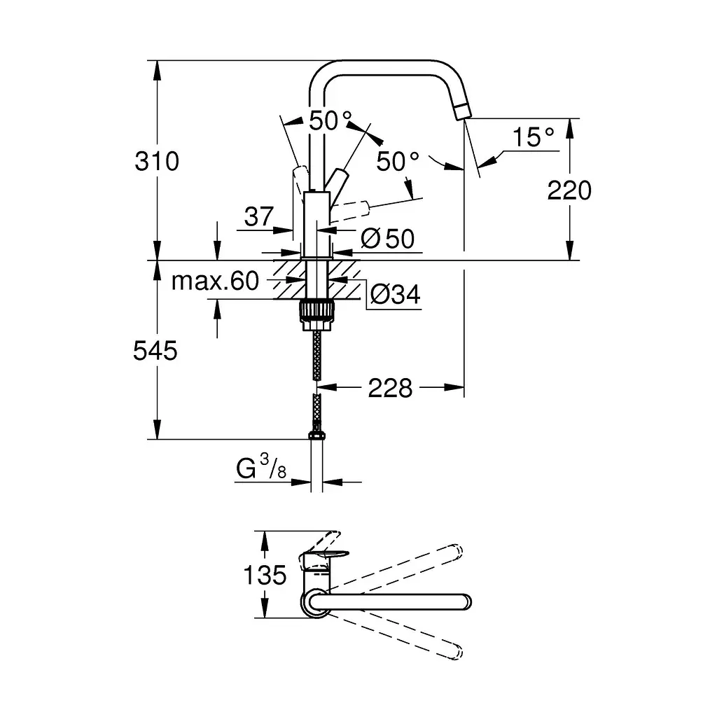 Змішувач для кухні Grohe QuickFix Start 304702430, Чорний матовий - фото 7