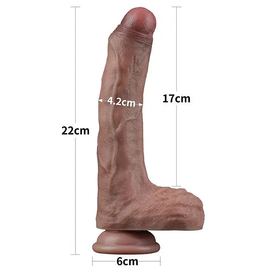 Фалоімітатор - Dual-Layered Silicone Cock 8.5" Brown #3 - фото 3