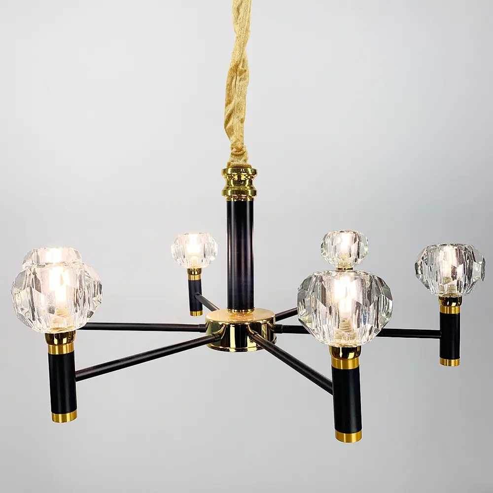 Элегантная люстра на 6 ламп со стеклянными плафонами Ст. H 9860/6 | Line F - фото 5