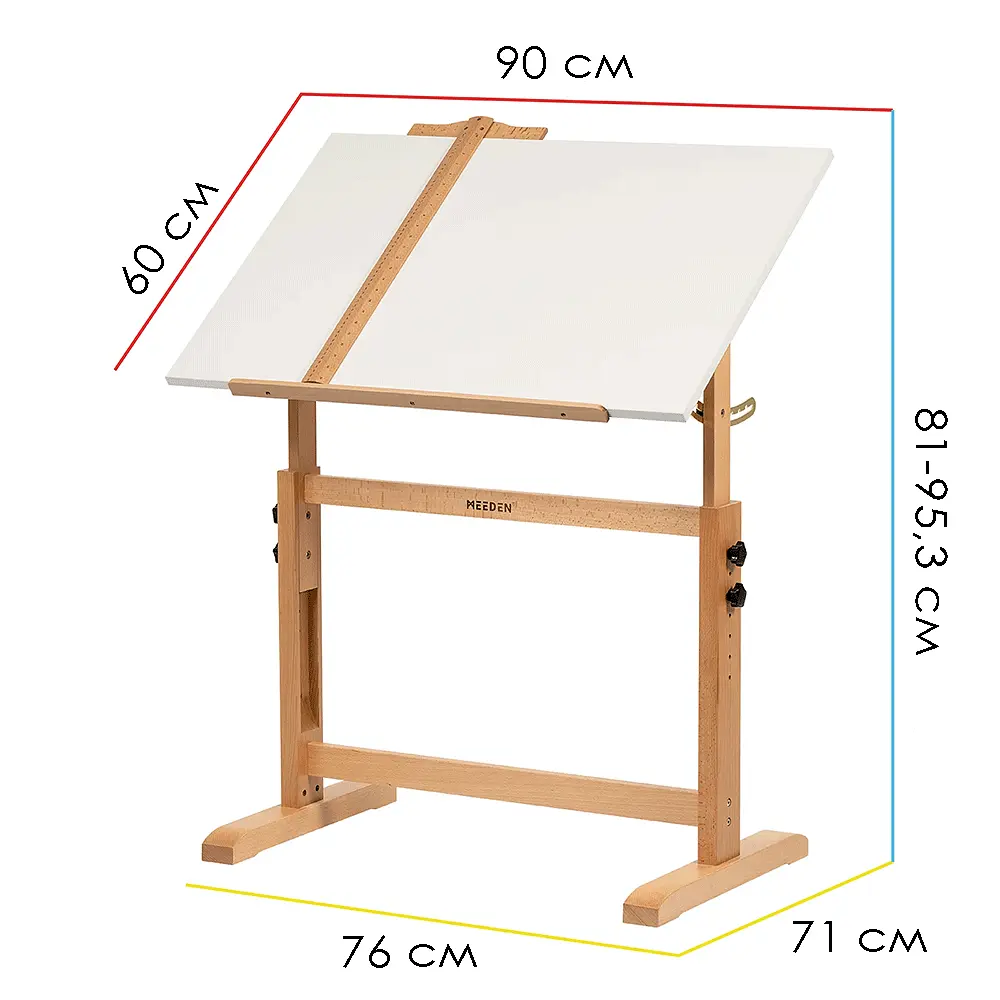 Стіл художній креслярський Meeden 6063, 90x60x84 см, дерев'яний, регульована висота - фото 2