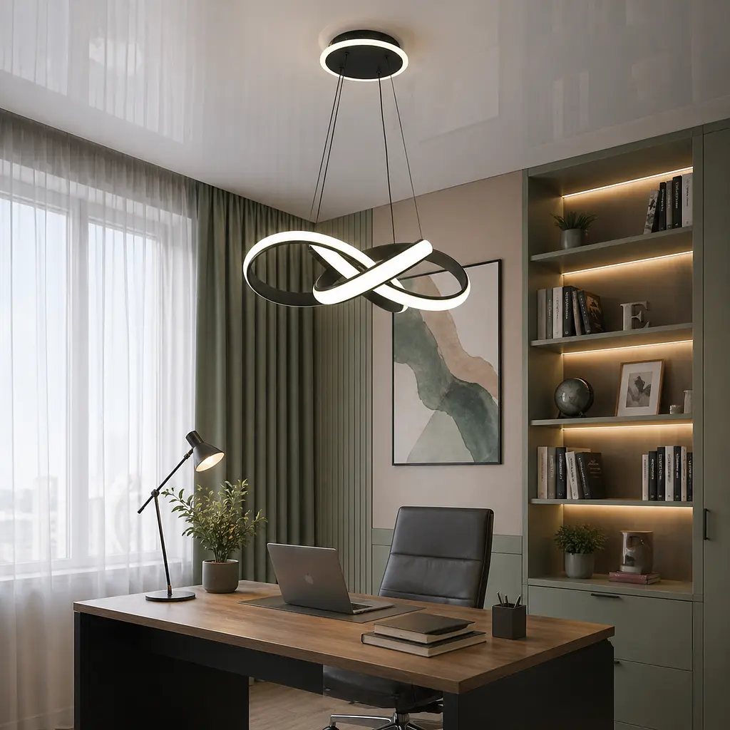 Стильна підвісна LED люстра для вітальні Linisoln 9031-600 BK чорна 215W 60 см 15-25 м2 - фото 3