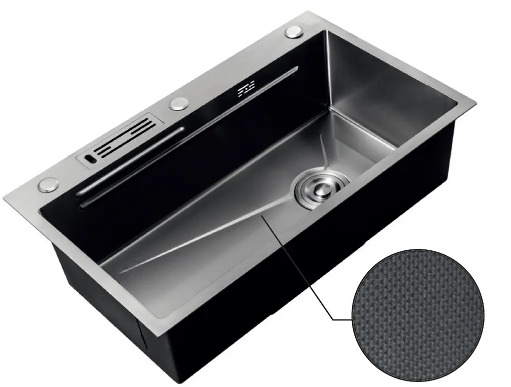 Кухонна мийка Mixxus Premium MH7545-SET-05 micro decor Nano-Black MX9633, Графит - фото 5