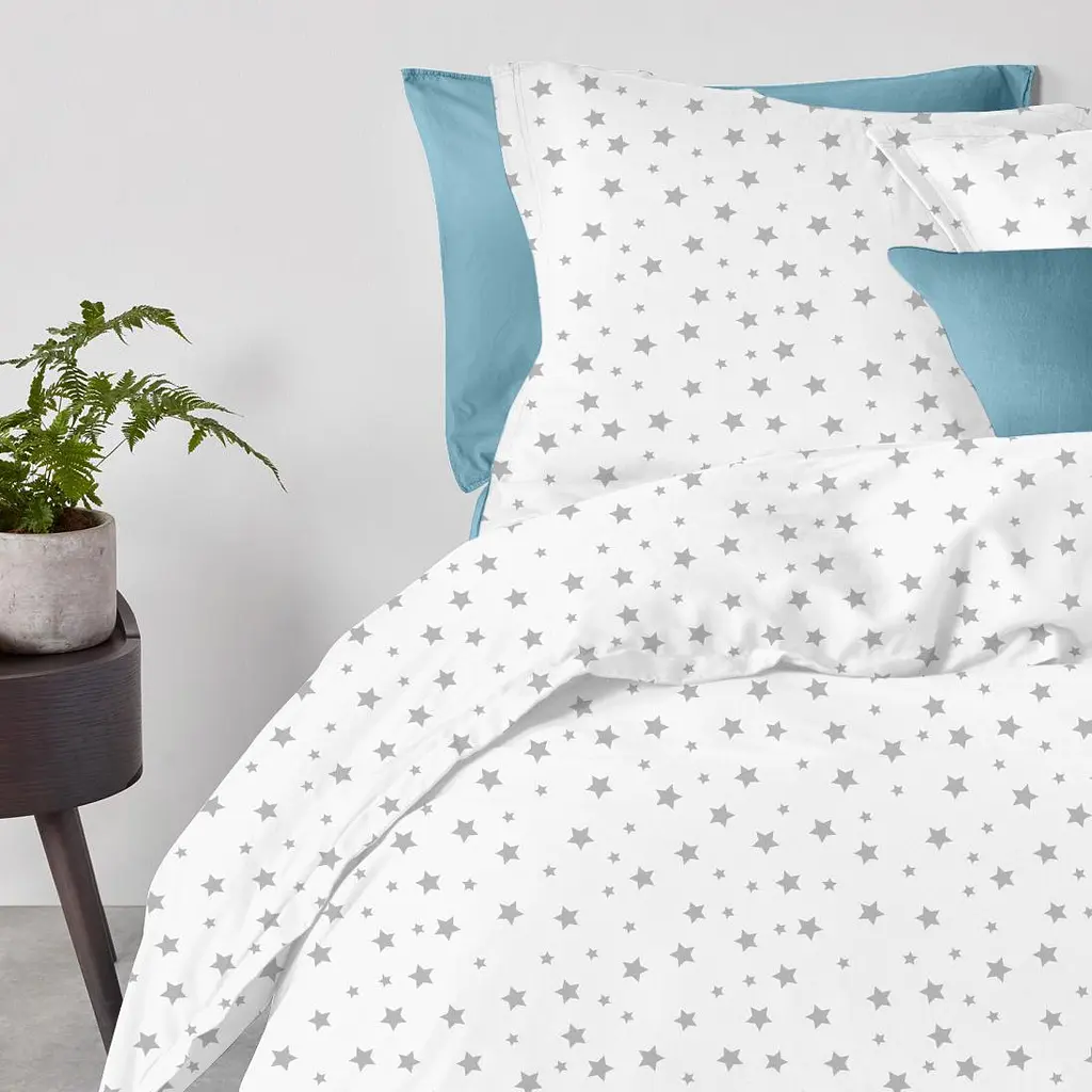 Комплект постільної білизни Cosas євро з простирадлом на резинці GREY STARS CS3 200 x 220 см (StarGrey_El-Sky_200) - фото 2