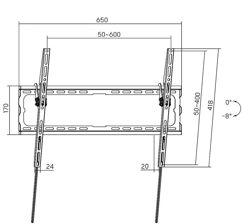 Кронштейн для ТВ AGN AGN80-460T з нахилом/37"-80"/45 кг/max.VESA 600x400/Чорний - фото 7