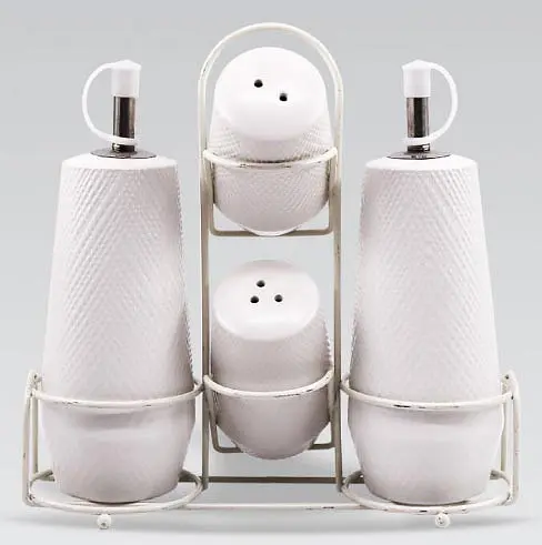 Керамічний набір для спецій та пляшечки для олії Maestro MR-20002-04S настільний набір баночок Білий - фото 3