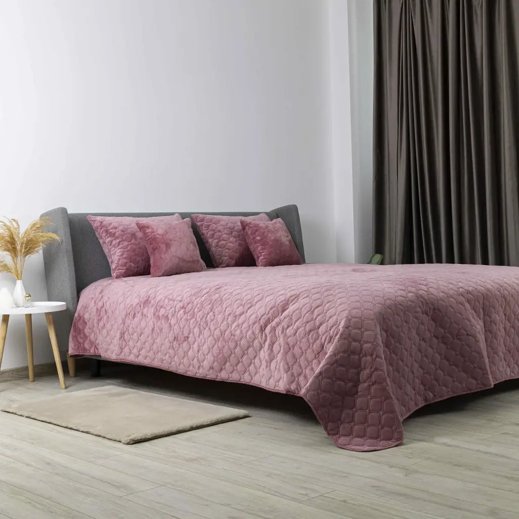 Покривало ТЕП велюрове Velour Mesa Rose Ромб круглий 180x240 см рожеве - фото 4